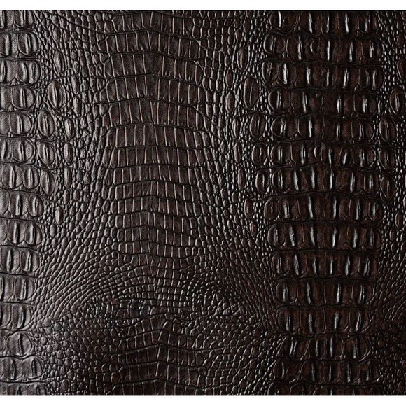 Crocodile Print Embossed Vinyl Dark Brown By The Yard  36" By 60" Inches - Picture 2 of 3